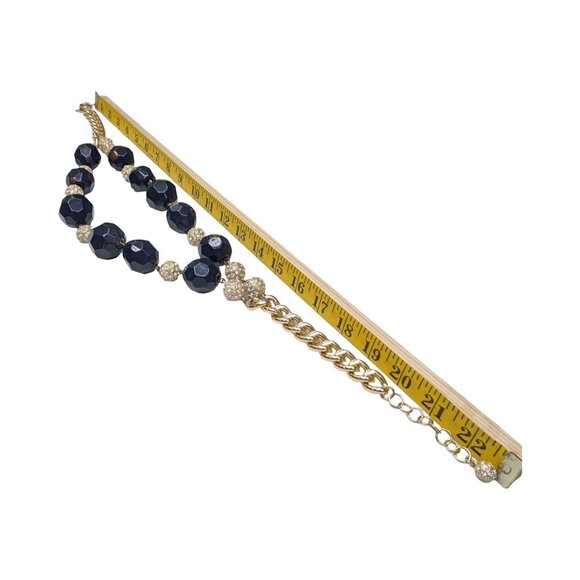 Lilly Pulitzer On The Rocks Statement Necklace Navy Blue Gold Double Strand 22" - Picture 9 of 12